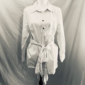White Button-Down with belt dress shirt